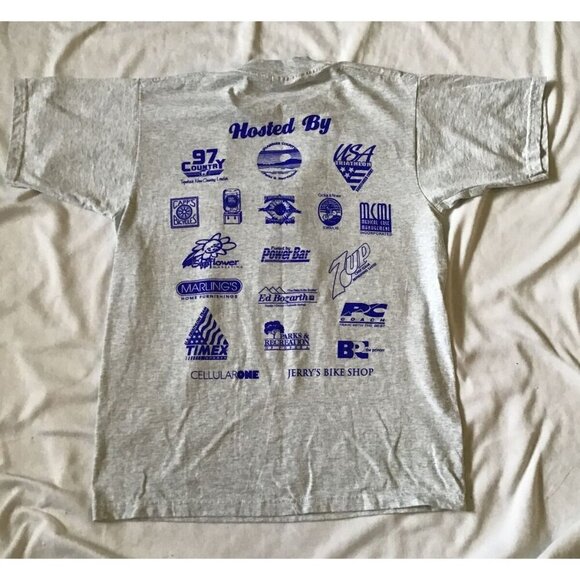Vintage 1999 Topeka Tinman Triathlon Staff T-Shirt M Fruit Of The Loom Gray 50/5 - Picture 3 of 12
